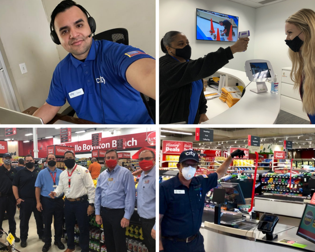 Collage of City team members working from home or in proper PPE