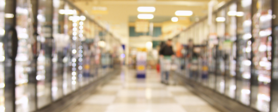 Empty grocery store aisle