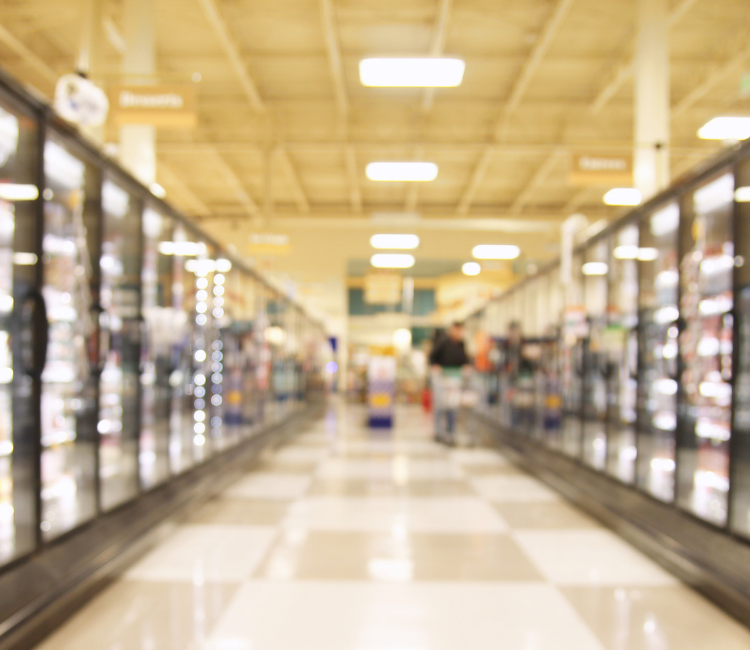 Empty grocery store aisle